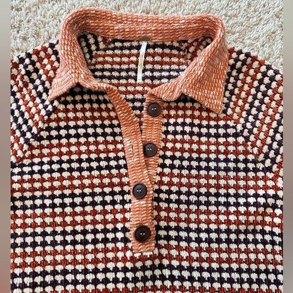 Free People Orange/Purple Chenille Knit Houndstooth Checkered Patterned Dress XS - Picture 10 of 15